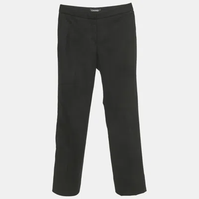Pre-owned Chanel Black Wool Formal Trousers S