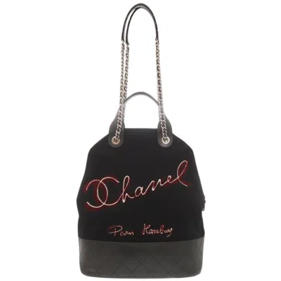 Pre-owned Chanel Black Wool Leather Shoulder Bag ()