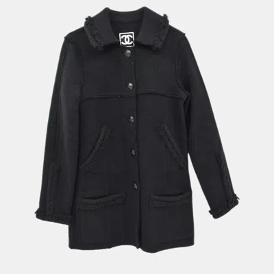 Pre-owned Chanel Black Wool Sport Line Single Breasted Jacket Women Size 38