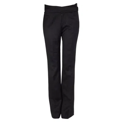 Pre-owned Chanel Black Wool Straight Leg Pants 40 M