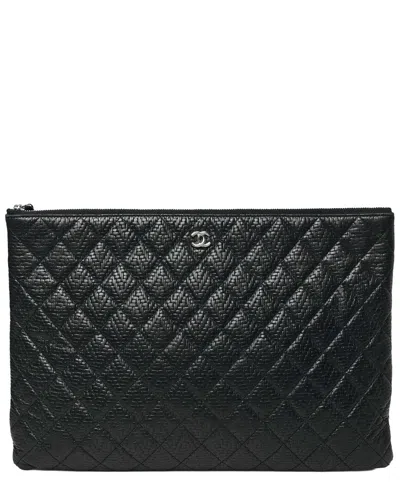 Pre-owned Chanel Woven Large Leather Cosmetic Case