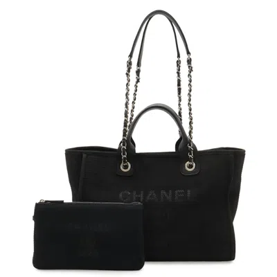 Pre-owned Chanel Black Yellow Canvas Pouch Shoulder Bag Tote Bag () In Black, Yellow