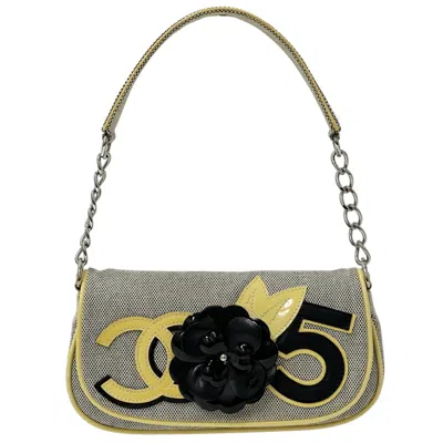 Pre-owned Chanel Black Yellow Canvas Shoulder Bag ()