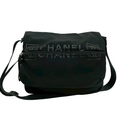 Pre-owned Chanel Black Yellow Nylon Rubber Shoulder Bag Sling Bag () In Multi