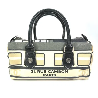 Pre-owned Chanel Black Yellow Pvc Boston Bag Handbag ()