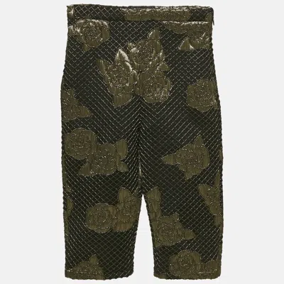 Pre-owned Chanel Black/gold Floral Brocade Shorts S