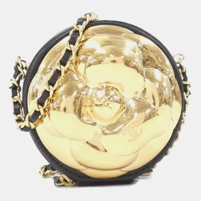Pre-owned Chanel Black/gold Lambskin Leather Chain Clutch