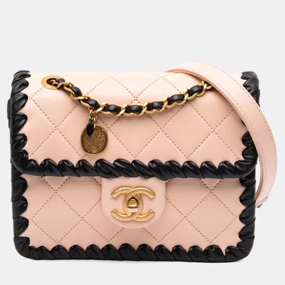 Pre-owned Chanel Black/pink Mini Calfskin Braided My Own Frame Flap Bag