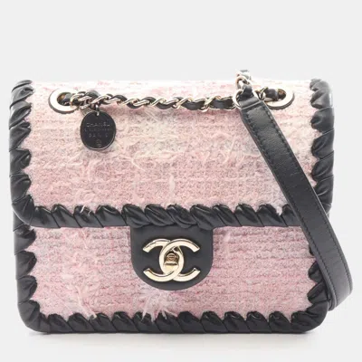 Pre-owned Chanel Black/pink Mini Cc Tweed My Own Frame Flap Bag