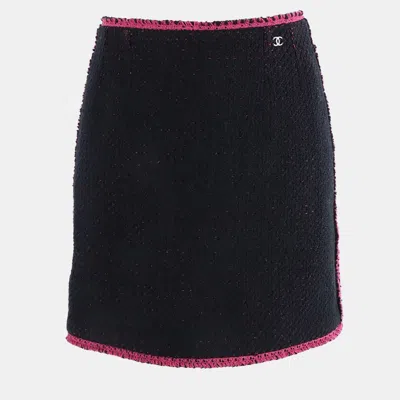 Pre-owned Chanel Black/pink Tweed Mini Skirt It 34