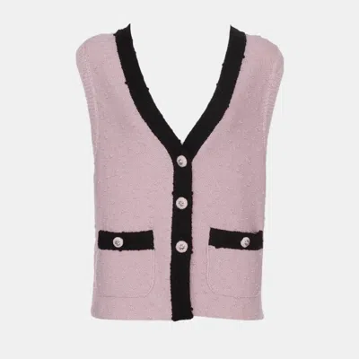 Pre-owned Chanel Black/pink Wool Vest Size M