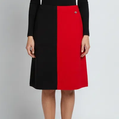 Pre-owned Chanel Black/red Colorblock Wool & Alpaca A-line Skirt M