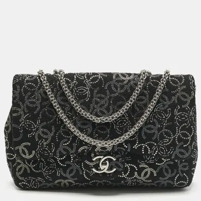 Pre-owned Chanel Black/silver Tweed Cc Paris Shanghai Pudong Flap Bag