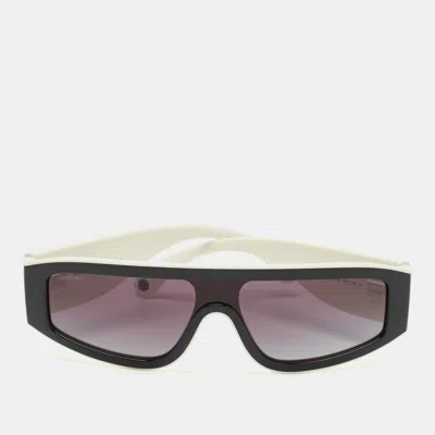 Pre-owned Chanel Black/white Gradient Cc 6057 Shield Sunglasses