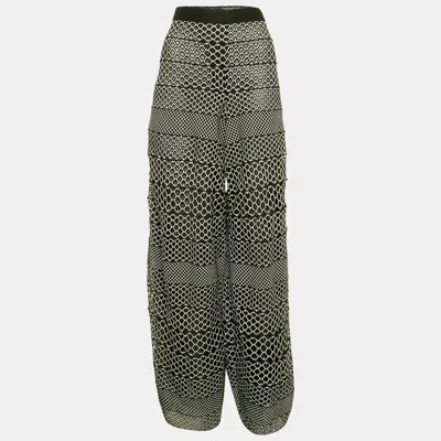 Pre-owned Chanel Black/white Guipure Lace Wide Leg Pants Xl