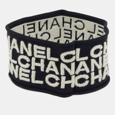 Pre-owned Chanel Black/white Logo Cashmere Blend Headband