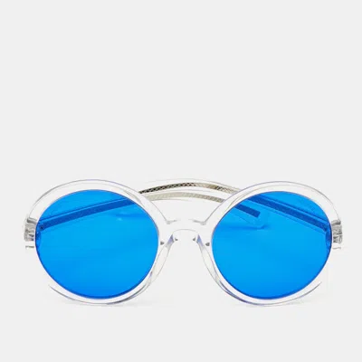Pre-owned Chanel Blue Acetate 71287 Cc Round Sunglasses