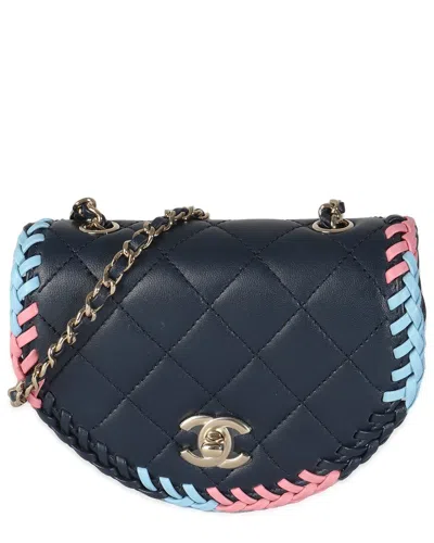 Pre-owned Chanel Blue & Pink Quilted Leather Braided Mini Messenger Flap Bag (authentic  Pre-loved)