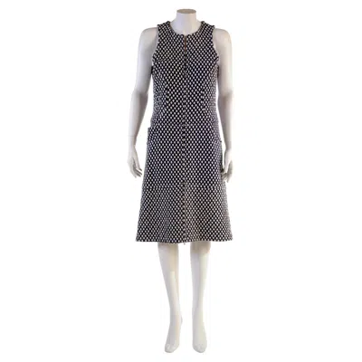 Pre-owned Chanel Blue And White Cotton Dress Fr 40 Spring 2008 08p