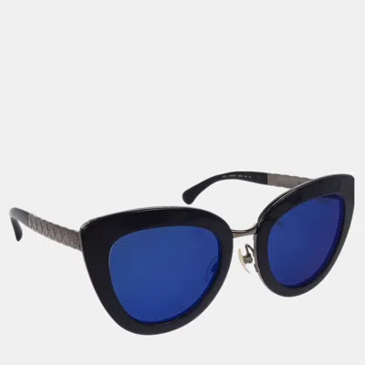 Pre-owned Chanel Blue Black Acetate Small Sunglasses