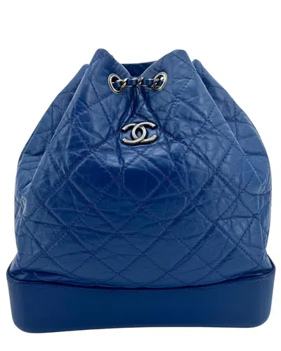 Pre-owned Chanel Blue Calfskin Gabrielle Backpack Small (authentic Pre-loved)
