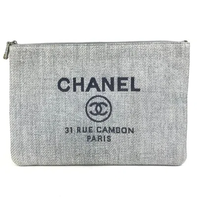 Pre-owned Chanel Blue Canvas Clutch Bag Pouch ()