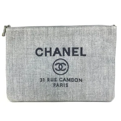 Pre-owned Chanel Blue Canvas Clutch Bag Pouch ()
