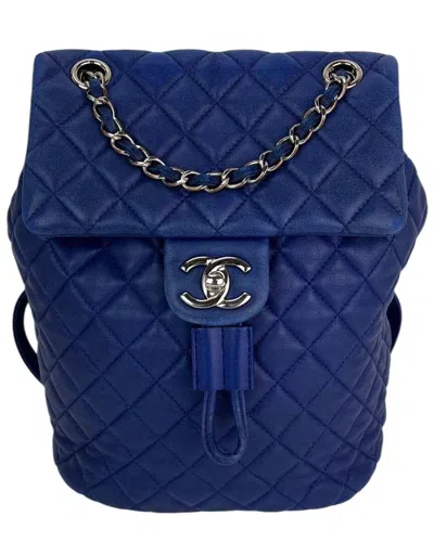 Pre-owned Chanel Blue Canvas Quilted Small Urban Spirit Backpack (authentic Pre-loved)