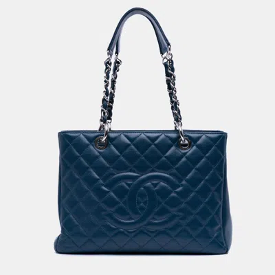 Pre-owned Chanel Blue Caviar Grand Shopping Tote
