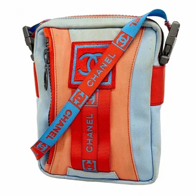 Pre-owned Chanel Blue Color Nylon Shoulder Bag () In Multi