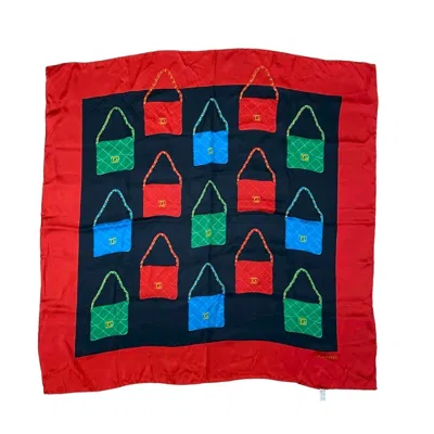 Pre-owned Chanel Blue Color Silk Scarf () In Multi