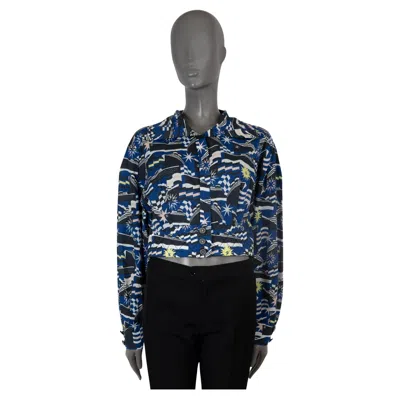 Pre-owned Chanel Blue Cotton 2019 19c La Pausa Printed Poplin Blouse Shirt 42 L