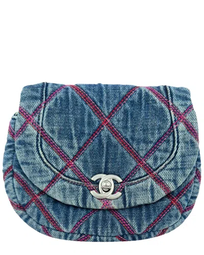 Pre-owned Chanel Blue Cotton Coco Beach Mini Crossbody (authentic Pre-loved)