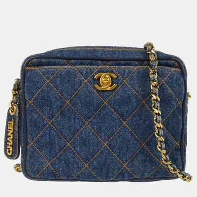 Pre-owned Chanel Blue Denim Camera Bag Mini