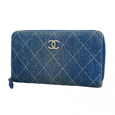 Pre-owned Chanel Blue Denim Coin Purse/coin Case ()