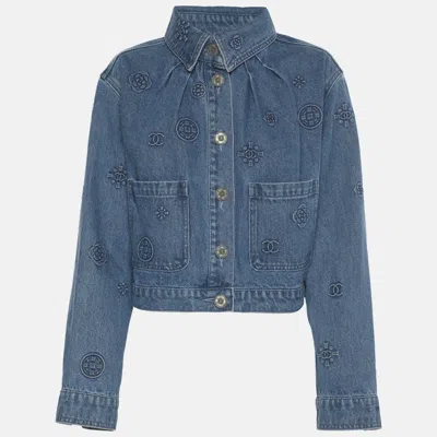 Pre-owned Chanel Blue Denim Crop Jacket M