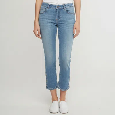 Pre-owned Chanel Blue Denim Cropped Straight Leg Jeans M/waist 30"