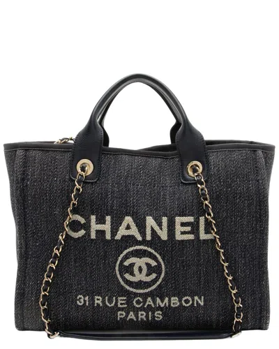 Pre-owned Chanel Blue Denim Deauville Small Tote (authentic Pre-loved)
