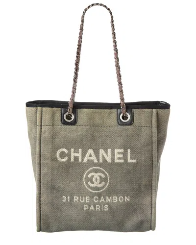 Pre-owned Chanel Blue Denim Deavuille Mm Tote (authentic Pre-loved)
