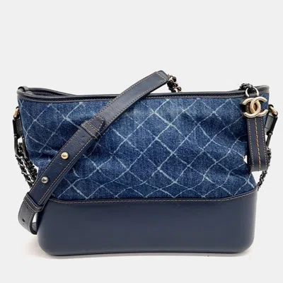 Pre-owned Chanel Blue Denim Denim Gabrielle Hobo Bag