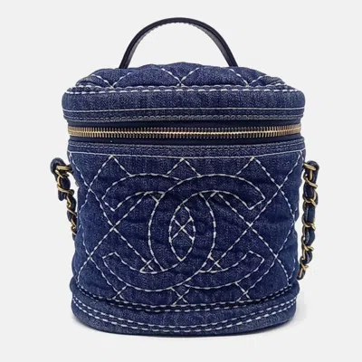 Pre-owned Chanel Blue Denim Denim Vanity Bag