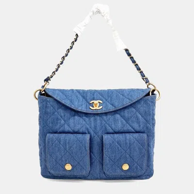 Pre-owned Chanel Blue Denim Hobo Bag