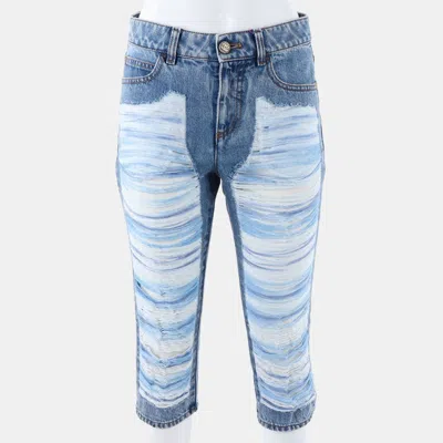 Pre-owned Chanel Blue Denim Pants Size Xs