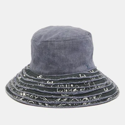Pre-owned Chanel Blue Denim Patchwork Bucket Hat Size 57