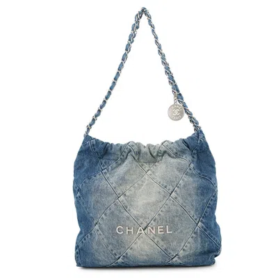Pre-owned Chanel Blue Denim Pouch Shoulder Bag ()