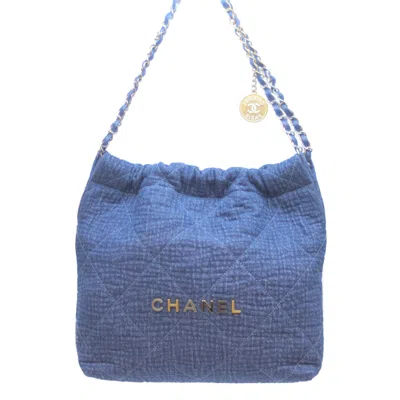 Pre-owned Chanel Blue Denim Pouch Shoulder Bag ()