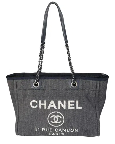 Pre-owned Chanel Blue Denim Small Deauville Tote (authentic Pre-loved)