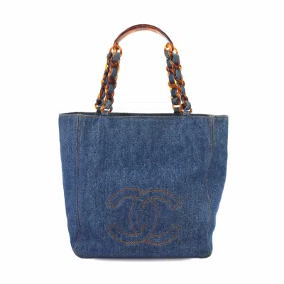 Pre-owned Chanel Blue Denim Tote Bag ()