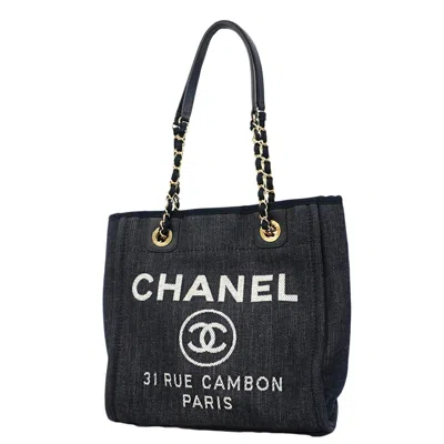 Pre-owned Chanel Blue Denim Tote Bag ()