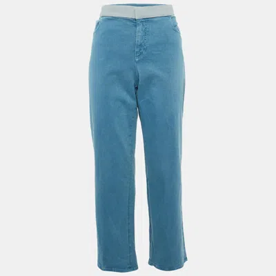 Pre-owned Chanel Blue Denim Wide-leg Jeans L/waist 34"